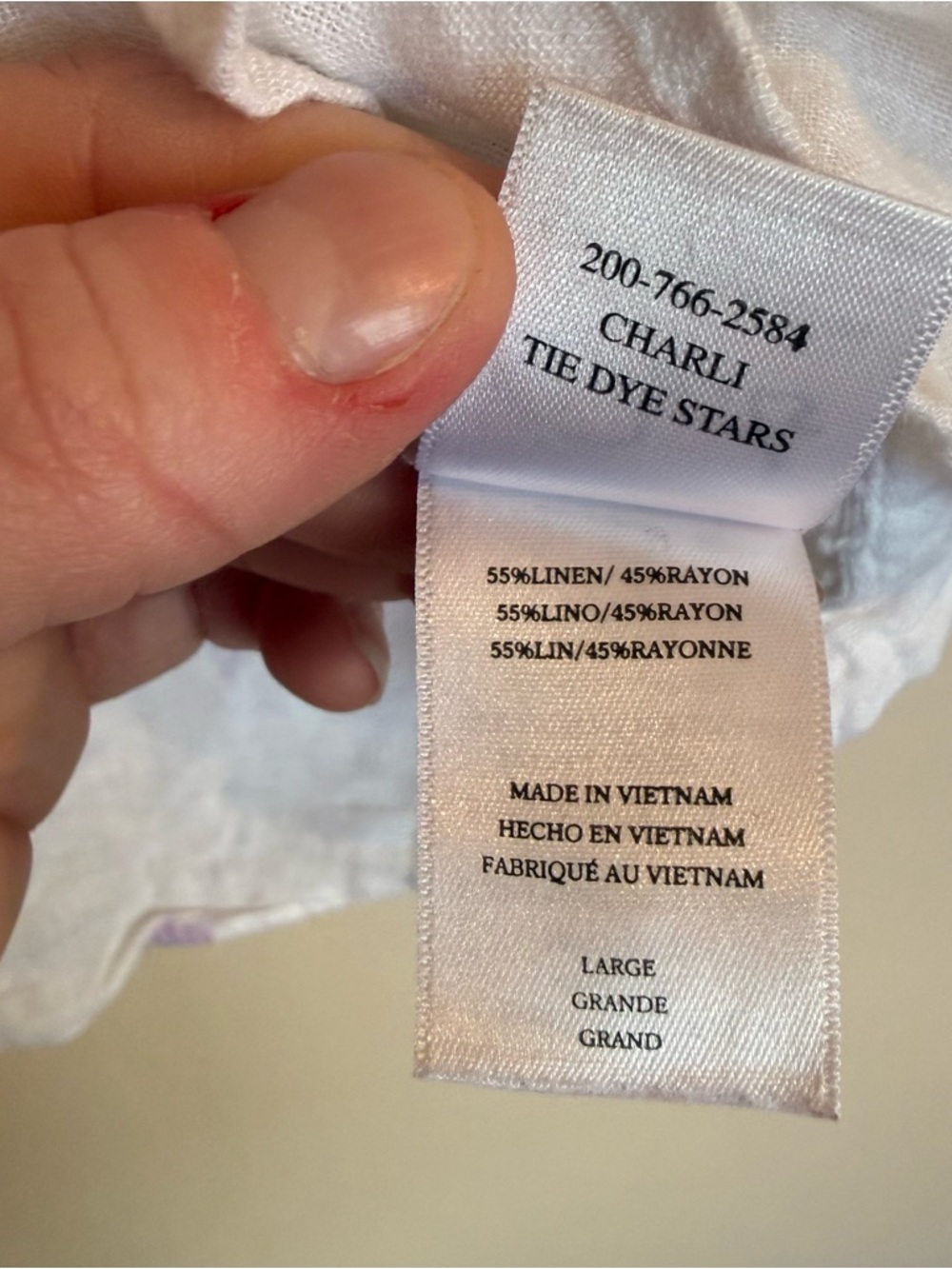 Rails White Linen Blend Charli Button-Down Shirt with Pastel Star Print Size L - Picture 5 of 6